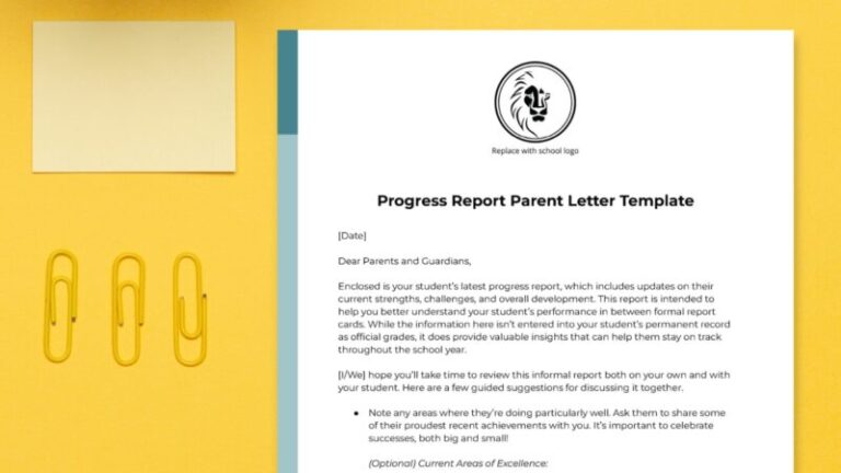 Progress Report Parent Letter Template 2 800x450