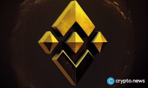 crypto news binance logo blurry yellow and black background high poly style01