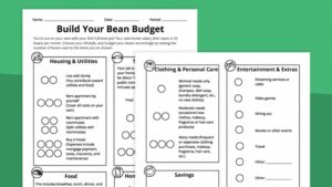 saving and budgeting bean budget game