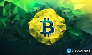 crypto news Bitcoin Brazil flag background low poly styl v5.2